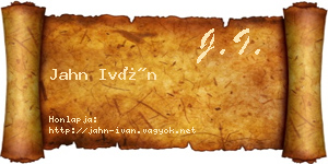 Jahn Iván névjegykártya